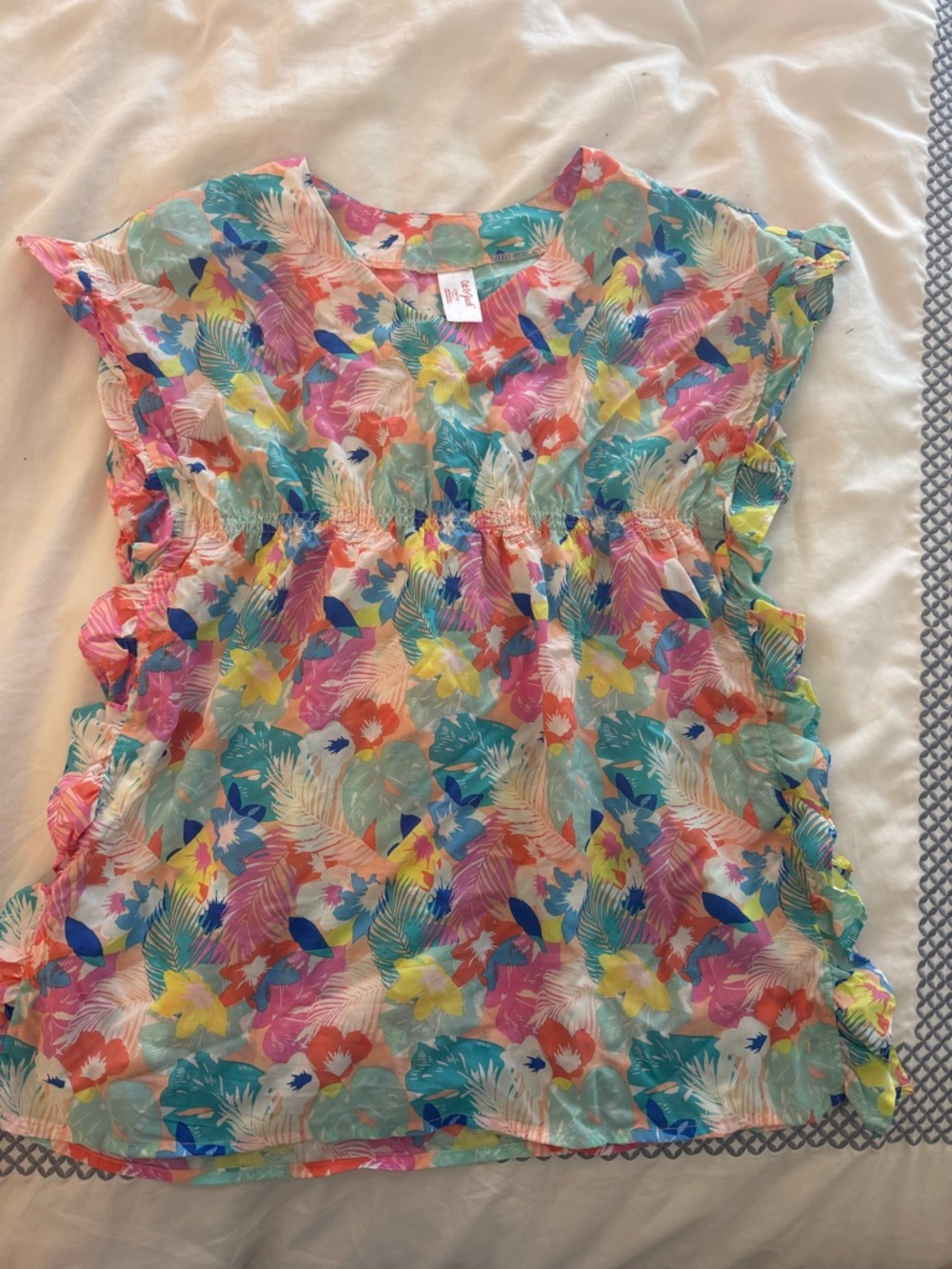 Cat & Jack Multicolor Tropical Floral Swim coverup 9/10 Large Perfect Condition!